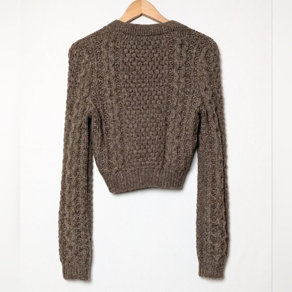 WILFRED Adley Cardigan Cable Knit Sweater Brown S ARITZIA - Picture 4 of 7